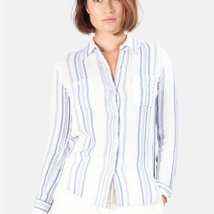 Women's Nili Lotan Kaya Shirt in Blue/White